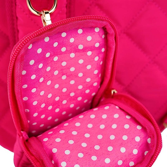 🆕🌿🩷LEMONBELLA: Pickle Ball Quilted Hot Pink Bag w/Stripe - Picture 12 of 13